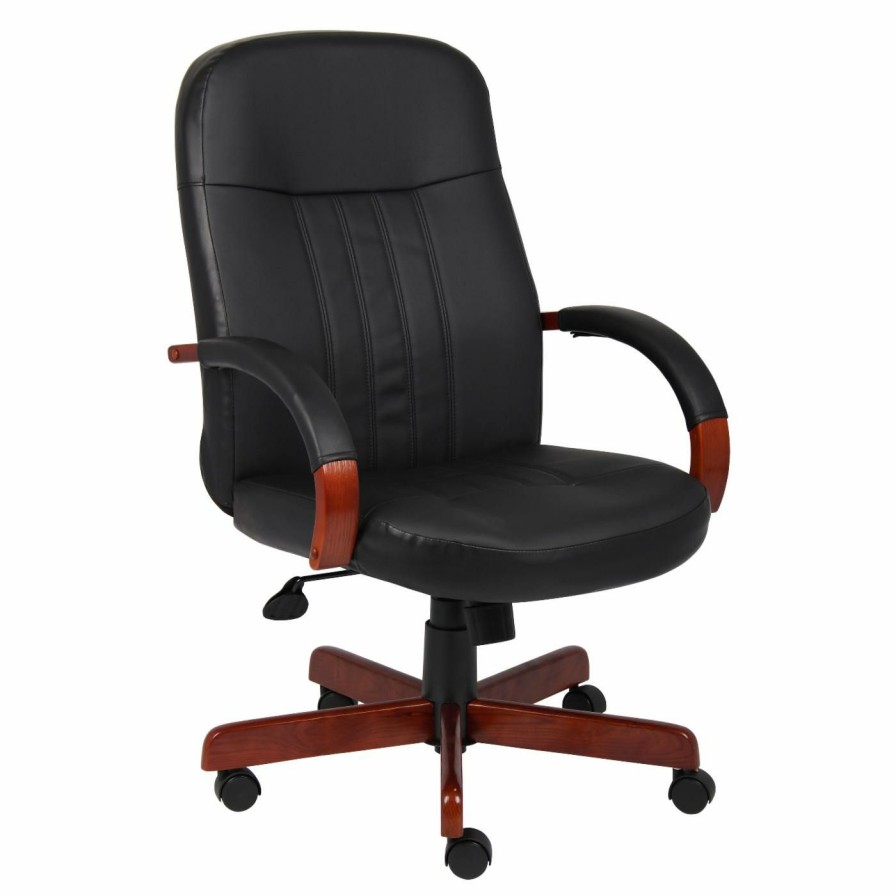 Task Chairs * | Flash Sale Task Chairs Boss Leatherplus Executive Chair Mahogany