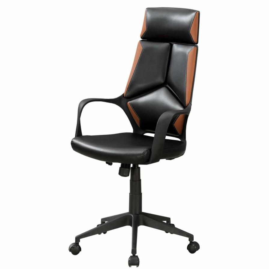 Office Chairs * | Best Pirce Executive Chairs Monarch Specialties Chic Contemporary Faux Leather High-Back Executive Office Chair