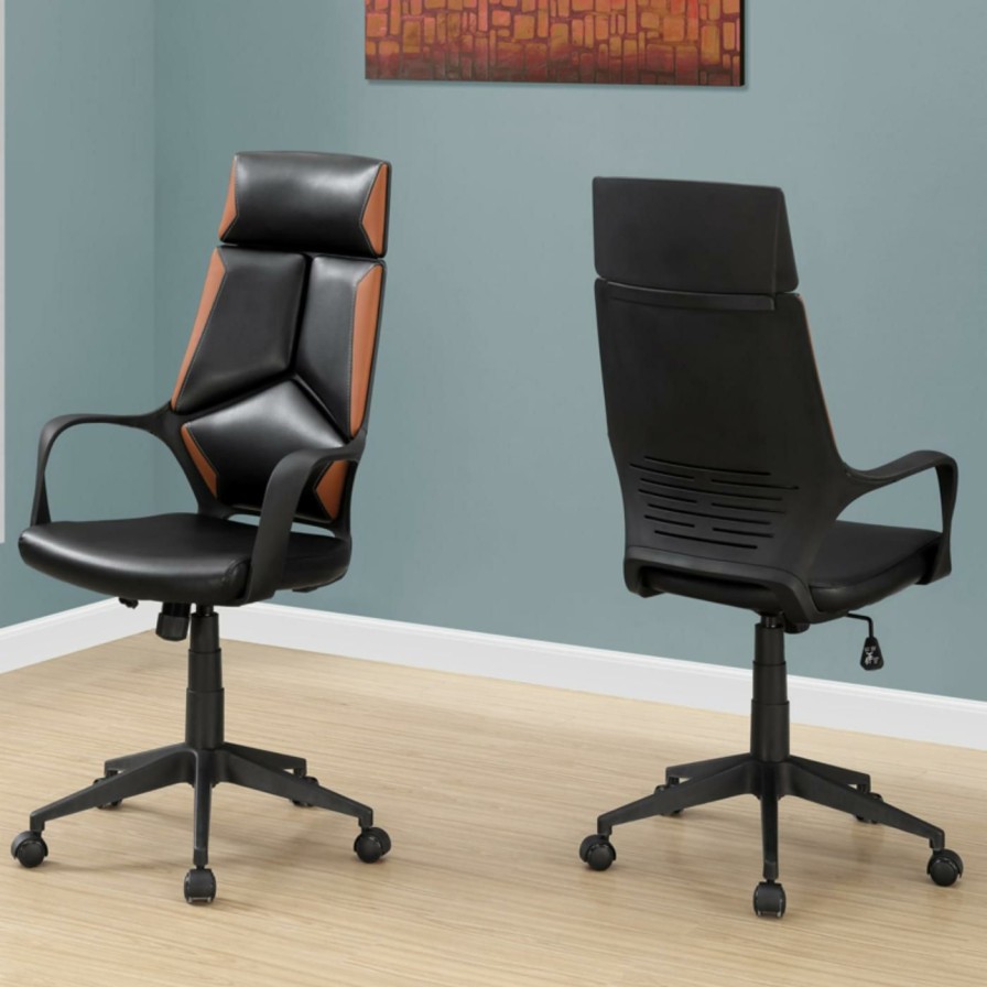 Office Chairs * | Best Pirce Executive Chairs Monarch Specialties Chic Contemporary Faux Leather High-Back Executive Office Chair