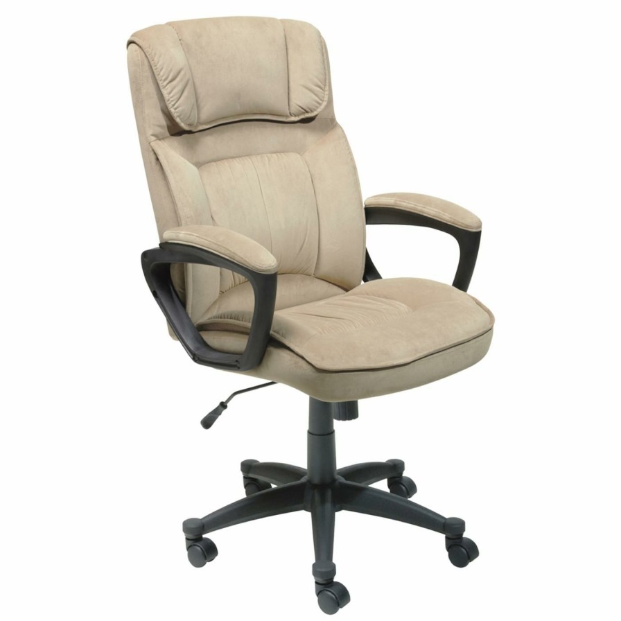 Office Chairs * | Top 10 Executive Chairs Serta Microfiber Executive Office Chair Light Beige