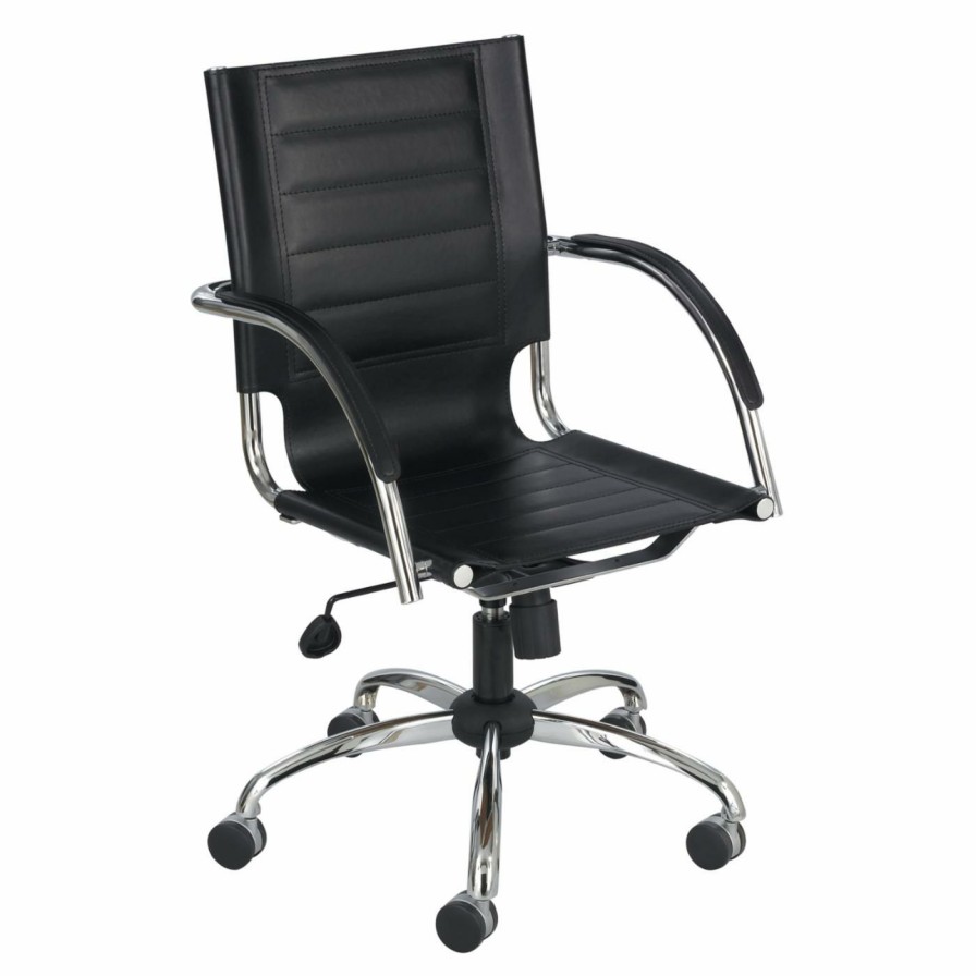 Task Chairs * | Flash Sale Task Chairs Safco Flaunt Leather Managers Chair Black Leather