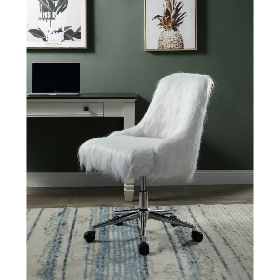 Task Chairs * | Cheapest Task Chairs Acme Furniture Arundell Ii Faux Fur Office Chair