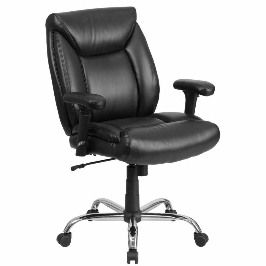 Task Chairs * | Best Sale Task Chairs Flash Furniture Hercules Series Big & Tall Leather Swivel Task Chair With Height Adjustable Arms