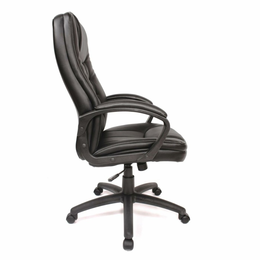 Office Chairs * | Best Sale Executive Chairs Comfort Products Twin-Cushion Bonded Leather Executive Chair Black