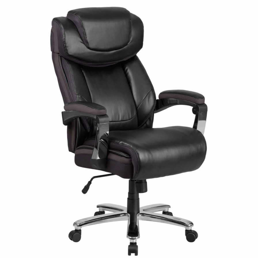 Office Chairs * | Best Deal Executive Chairs Flash Furniture Hercules Series Big & Tall Leather Executive Swivel Office Chair With Height Adjustable Headrest