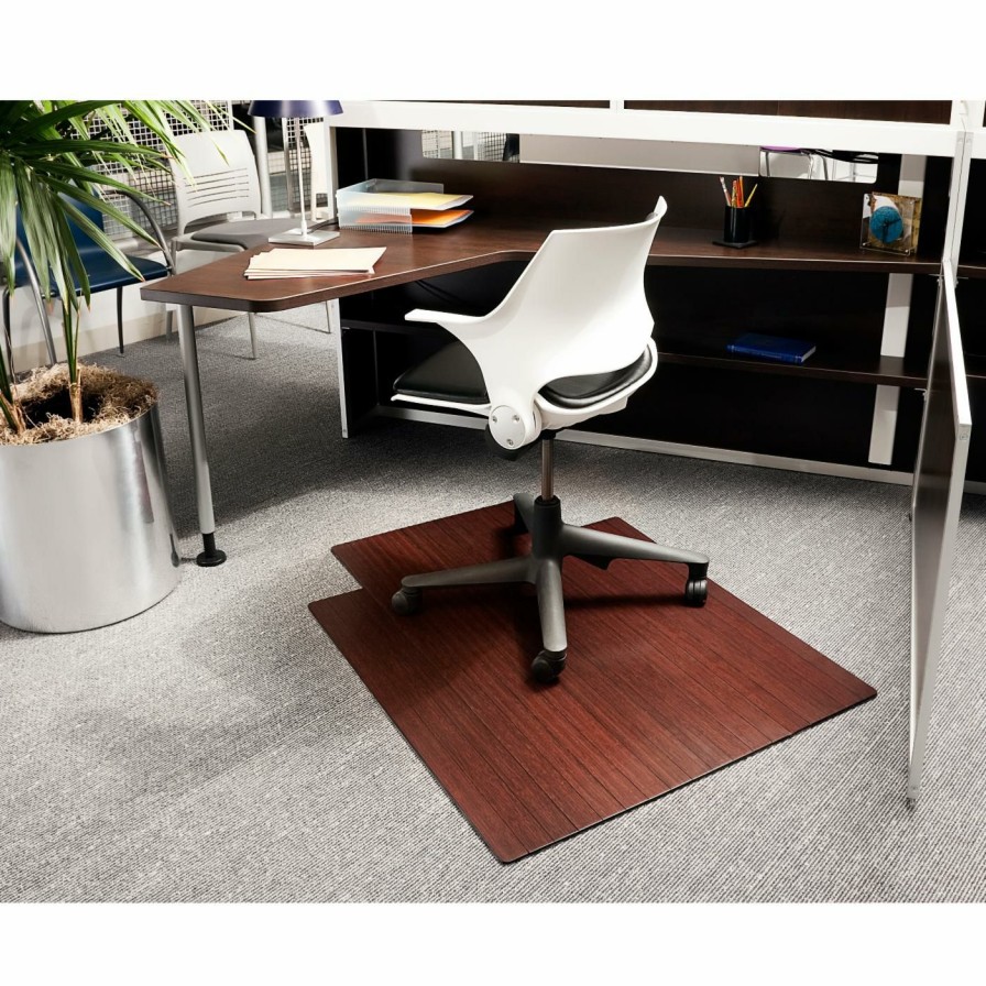 Computer Chair Mats * | Best Deal Anji Mountain Computer Chair Mats Dark Cherry 36 X 48 Bamboo Roll-Up Office Chair Mat