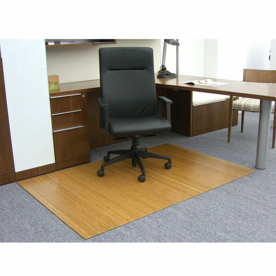 Computer Chair Mats * | Coupon Anji Mountain Computer Chair Mats Natural 48 X 72 Inch Bamboo Roll-Up Office Chair Mat