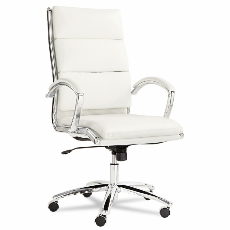 Office Chairs * | Budget Executive Chairs Alera Neratoli Series Faux Leather Highback Swivel/Tilt Chair White/Chrome