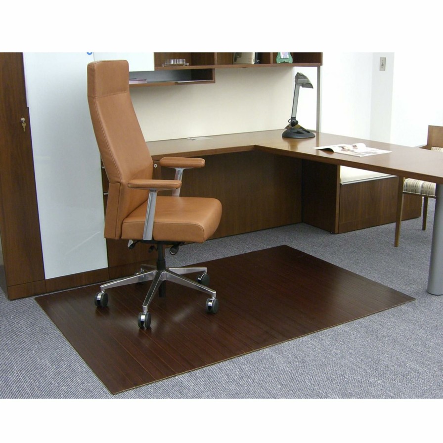 Computer Chair Mats * | Discount Anji Mountain Computer Chair Mats Dark Cherry 48 X 72 Bamboo Roll-Up Office Chair Mat