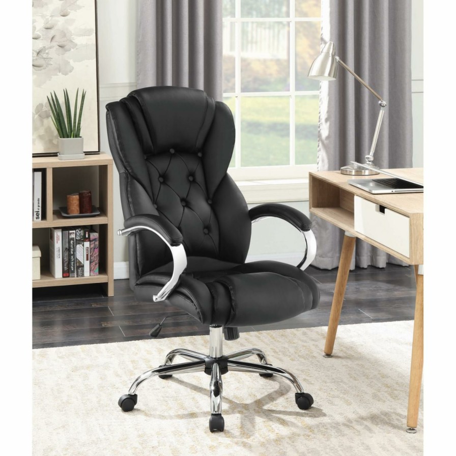 Office Chairs * | Best Reviews Of Executive Chairs Coaster Furniture Contemporary Tufted Faux Leather Executive Office Chair