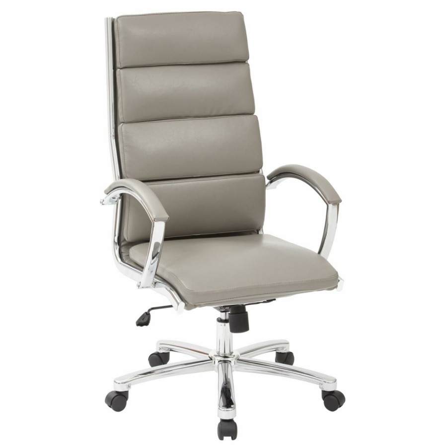 Office Chairs * | Flash Sale Executive Chairs Office Star Products High-Back Executive Faux Leather Task Chair White