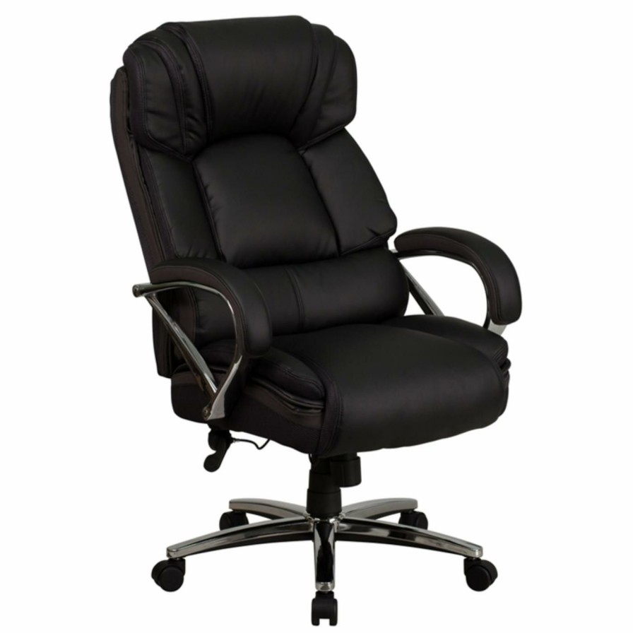 Office Chairs * | Coupon Executive Chairs Flash Furniture Hercules Series Big & Tall Leather Executive Swivel Office Chair With Padded Leather Chrome Arms