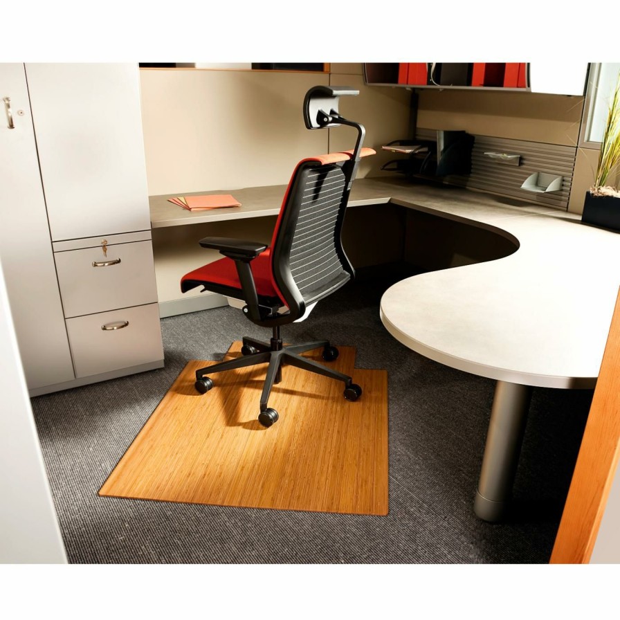 Computer Chair Mats * | Best Deal Anji Mountain Computer Chair Mats Natural 36 X 48 Bamboo Roll-Up Office Chair Mat