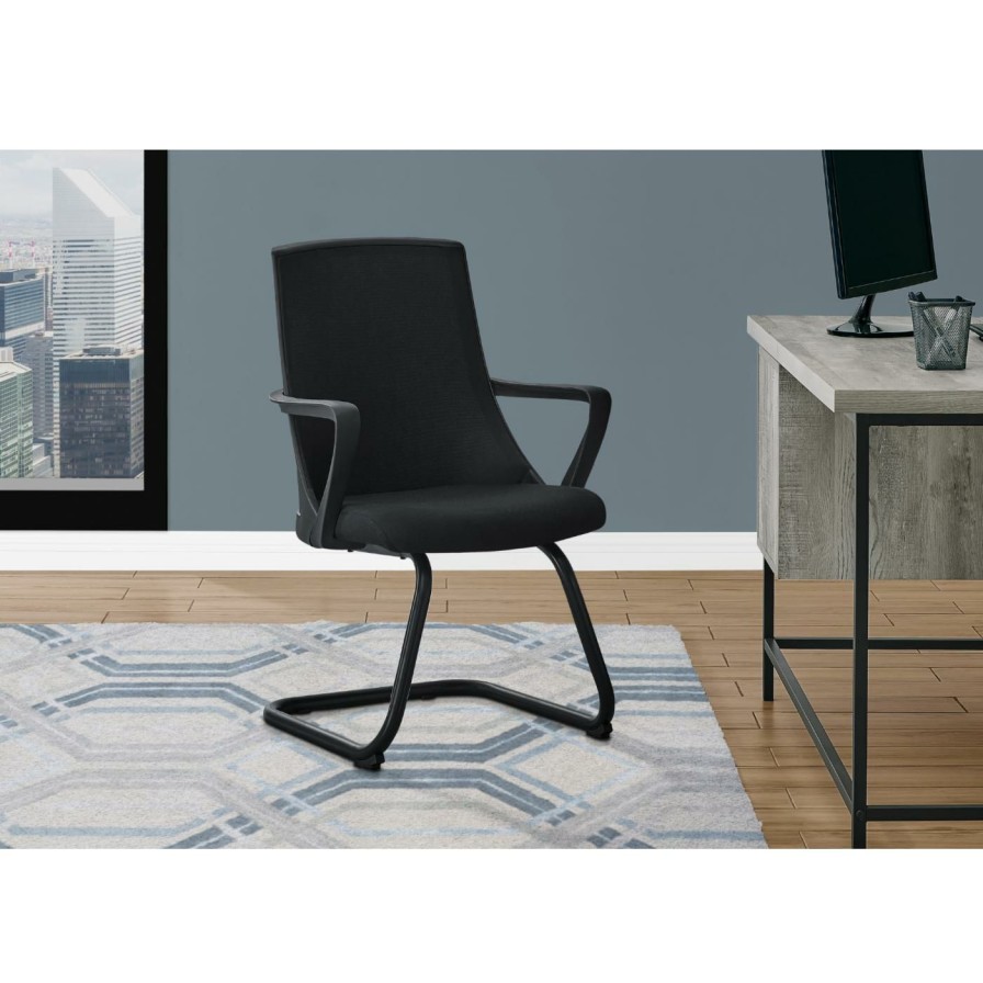 Office Chairs * | Outlet Alternative Seating Monarch Specialties 35In. High C-Shaped Mid-Back Office Chair, Set Of 2, Black