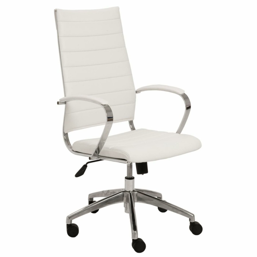 Task Chairs * | Best Pirce Task Chairs Euro Style Axel High Back Office Chair White / Aluminum