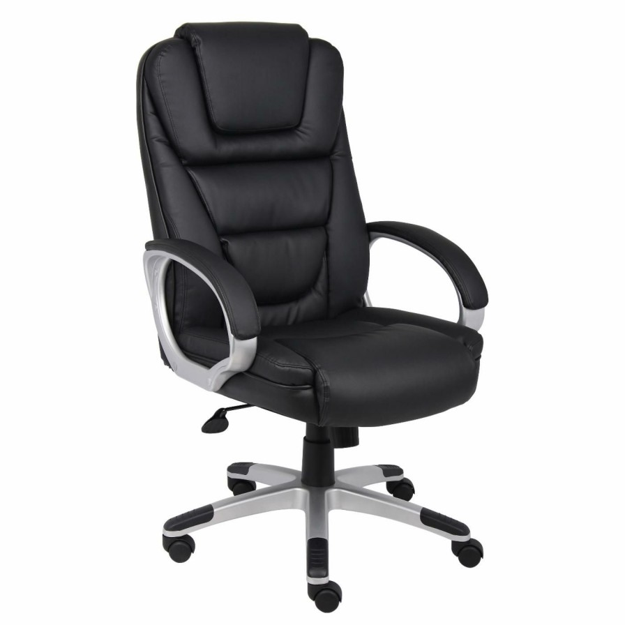 Office Chairs * | Cheapest Executive Chairs Boss Ntr Executive Leatherplus Chair Black