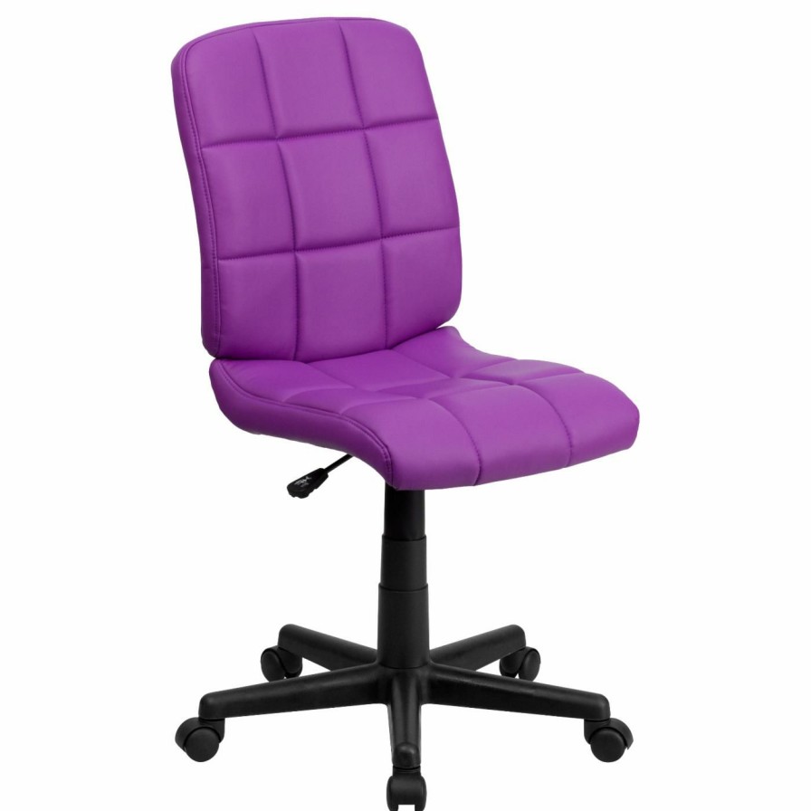 Task Chairs * | Hot Sale Task Chairs Flash Furniture Mid-Back Quilted Vinyl Swivel Task Chair