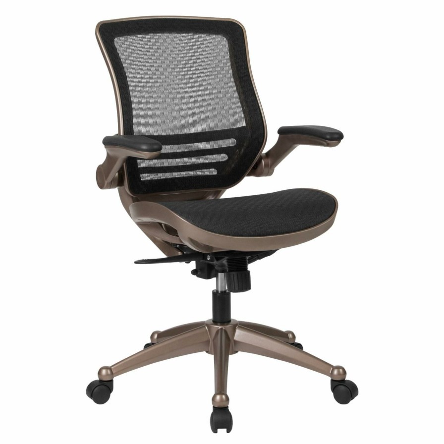 Task Chairs * | Promo Task Chairs Flash Furniture Mid-Back Transparent Black Mesh Executive Swivel Chair