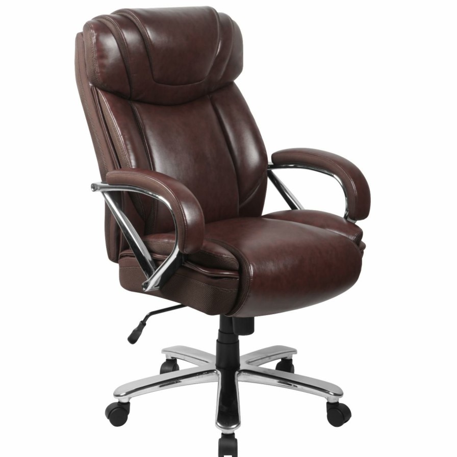 Office Chairs * | Outlet Executive Chairs Flash Furniture Hercules Series Big & Tall Leather Executive Swivel Office Chair With Extra Wide Seat