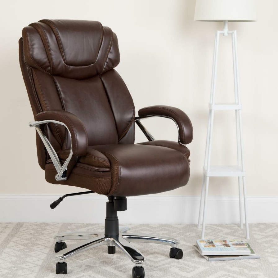 Office Chairs * | Outlet Executive Chairs Flash Furniture Hercules Series Big & Tall Leather Executive Swivel Office Chair With Extra Wide Seat