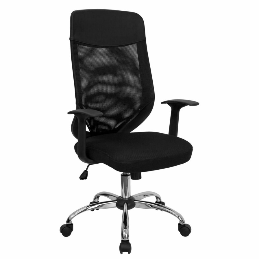 Task Chairs * | Best Pirce Task Chairs Flash Furniture High Back Mesh Office Chair With Mesh Fabric Seat Black