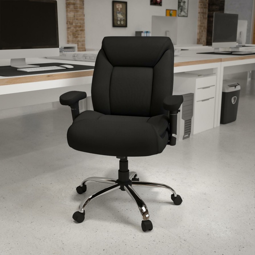 Task Chairs * | Best Pirce Task Chairs Flash Furniture Hercules Series Big & Tall Fabric Swivel Task Chair With Height Adjustable Arms