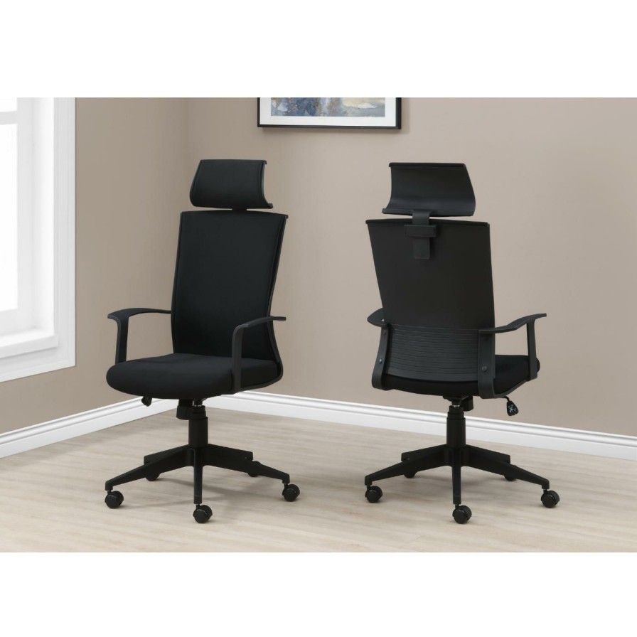 Office Chairs * | Best Reviews Of Executive Chairs Monarch Specialties Adjustable Height & Headrest Executive Office Chair, Black White