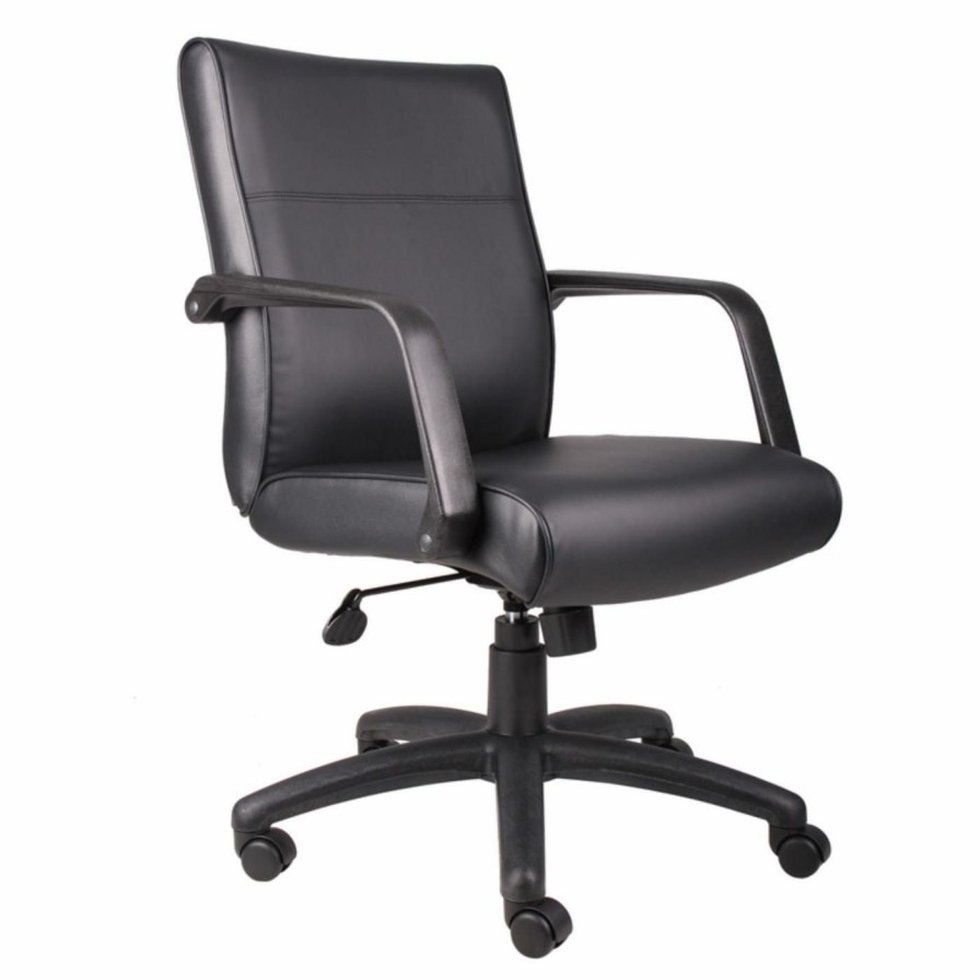 Task Chairs * | Budget Task Chairs Boss Mid Back Executive Chair In Leatherplus