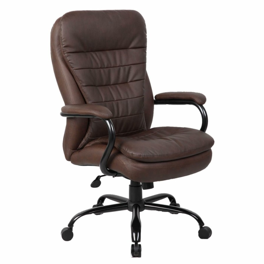 Office Chairs * | Wholesale Executive Chairs Boss Big & Tall Heavy Duty Double Plush Leatherplus Commercial Grade Executive Office Chair