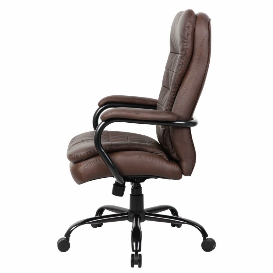 Office Chairs * | Wholesale Executive Chairs Boss Big & Tall Heavy Duty Double Plush Leatherplus Commercial Grade Executive Office Chair