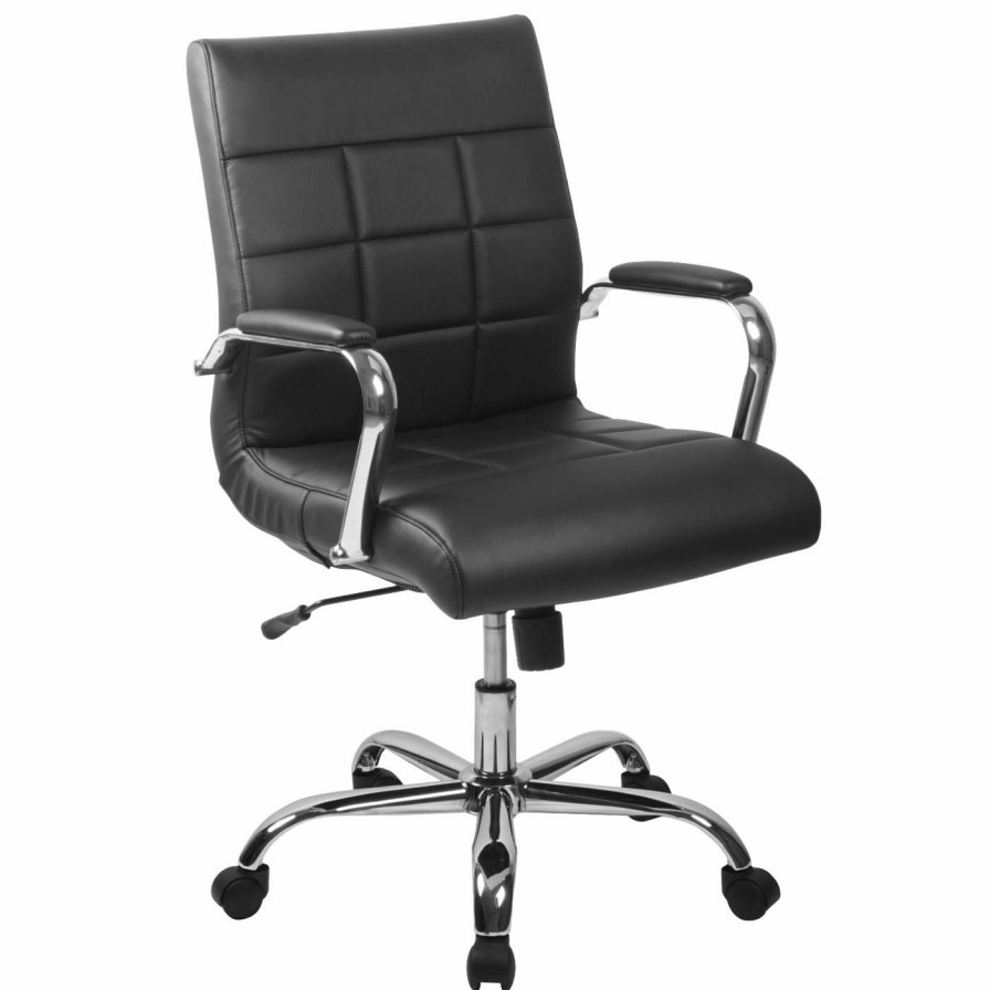 Task Chairs * | Deals Task Chairs Flash Furniture Mid-Back Vinyl Executive Swivel Office Chair With Chrome Arms