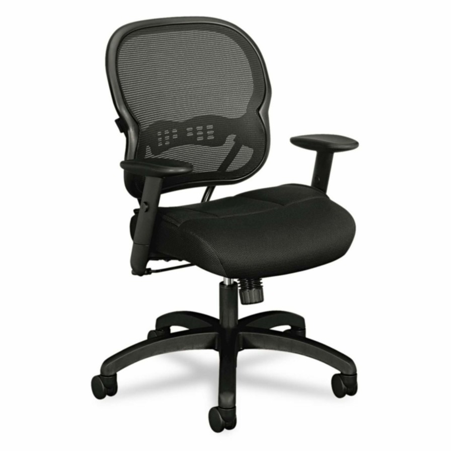 Task Chairs * | Cheapest Task Chairs Basyx By Hon Vl712 Mid-Back Swivel/Tilt Work Chair Black Mesh