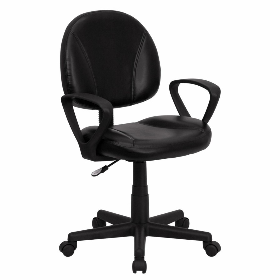 Task Chairs * | Buy Task Chairs Flash Furniture Mid-Back Ergonomic Task Chair 34-38.5H In. Black