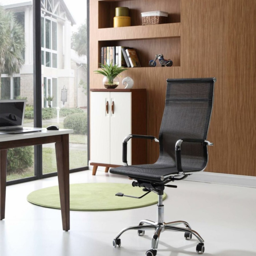 Task Chairs * | Deals Hodedah Imports Task Chairs Hodedah Mesh Task Chair In Black