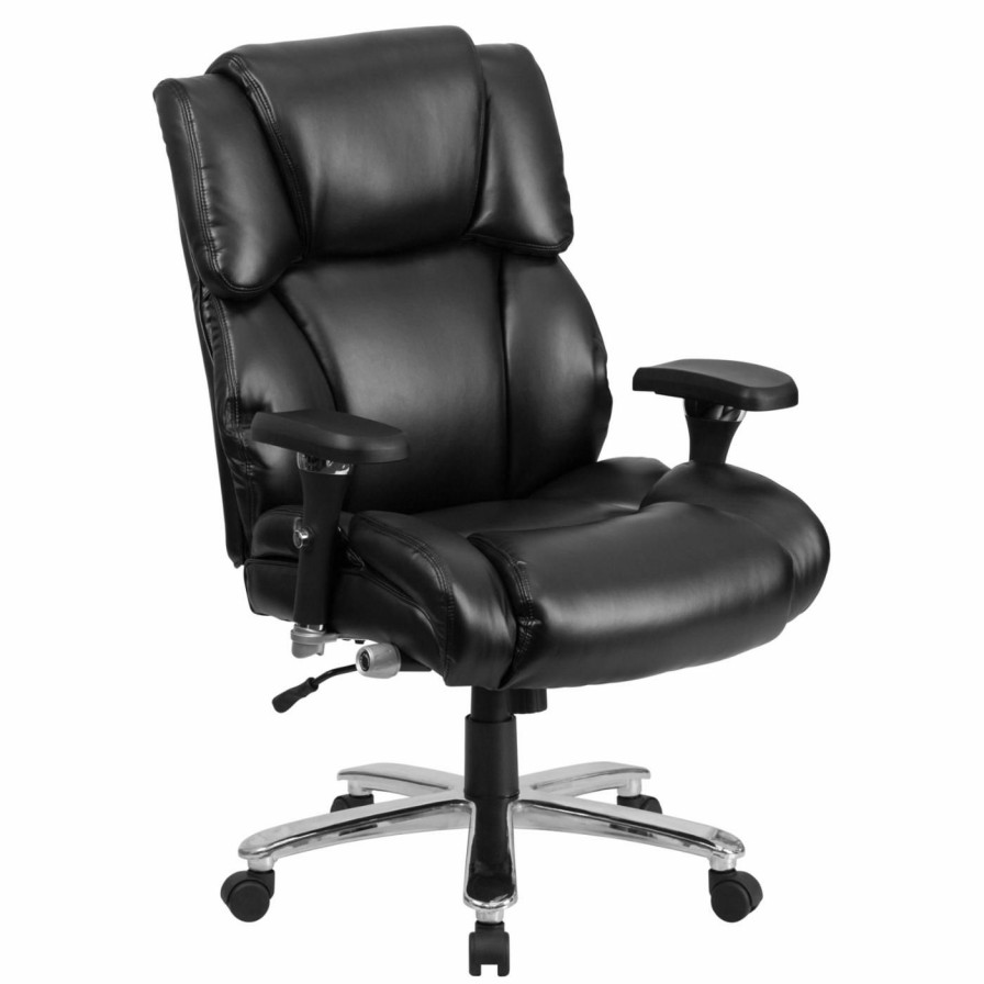 Office Chairs * | Best Pirce Executive Chairs Flash Furniture Hercules Series Multi-Shift Big & Tall Leather Executive Swivel Chair With Lumbar Support Knob