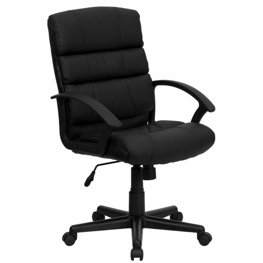 Task Chairs * | Best Sale Task Chairs Flash Furniture Mid-Back Leather Swivel Task Chair