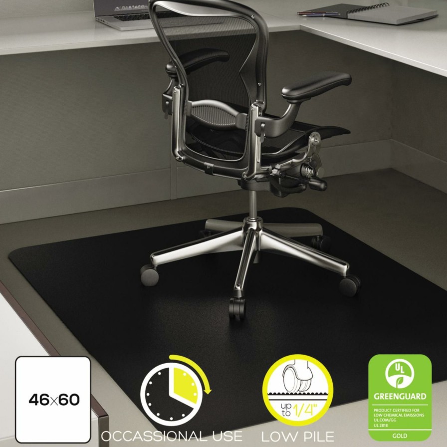 Computer Chair Mats * | Discount Computer Chair Mats Deflect-O 46 X 60 Economat Black Chair Mat For Low Pile