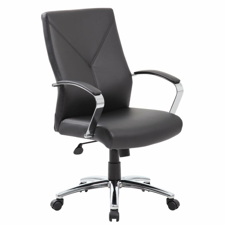 Office Chairs * | Best Sale Executive Chairs Boss Leatherplus Executive Chair With Silver Accent