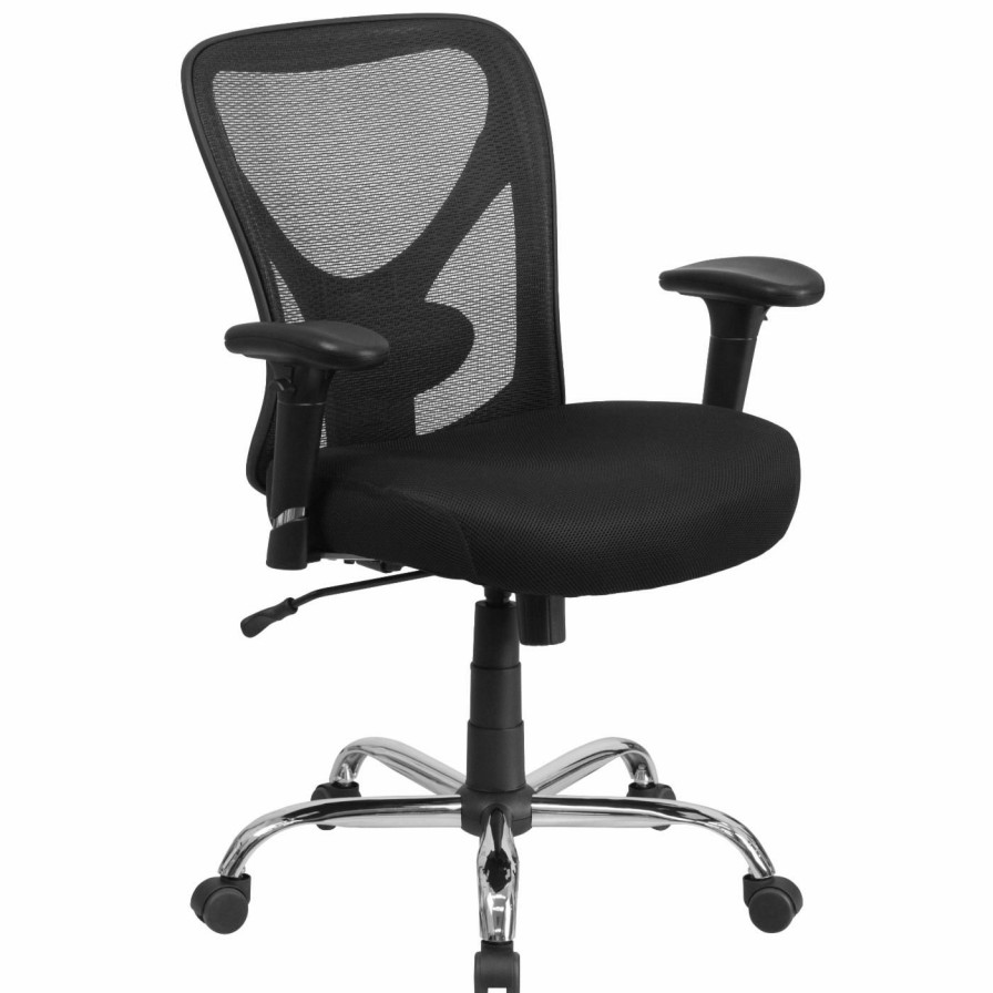 Task Chairs * | Discount Task Chairs Flash Furniture Hercules Series Big & Tall Mesh Swivel Task Chair With Height Adjustable Back And Arms