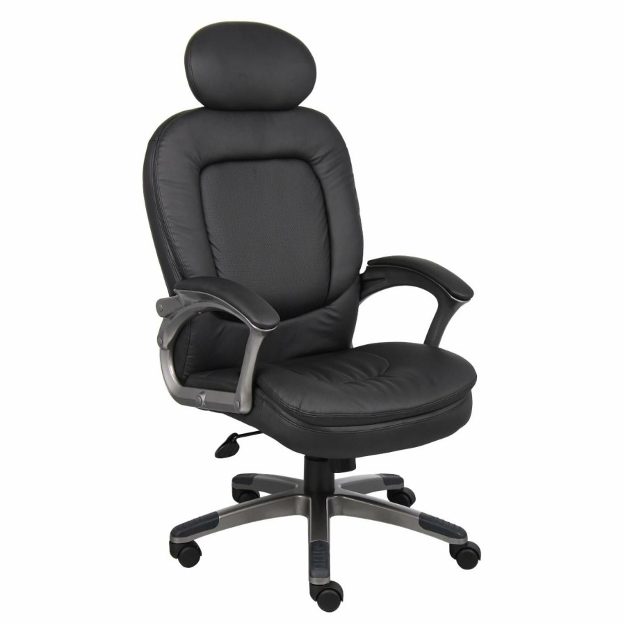 Office Chairs * | Cheap Executive Chairs Boss Executive Pillow Top Chair With Headrest