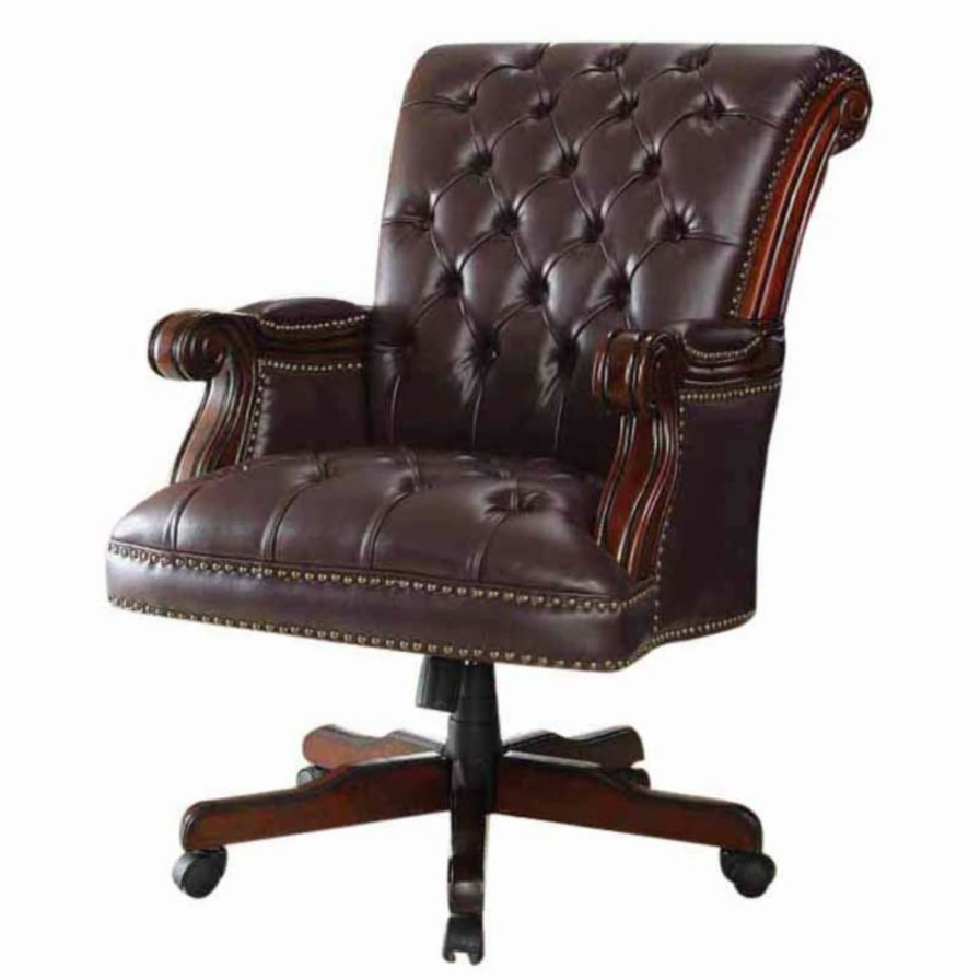 Office Chairs * | Outlet Executive Chairs Benzara Button Tufted Faux Leather Executive Office Chair