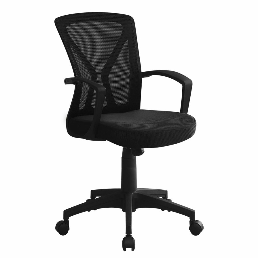 Task Chairs * | Outlet Task Chairs Monarch Specialties Adjustable Height Mid-Back Office Chair With Fixed Armrests Mesh Fabric