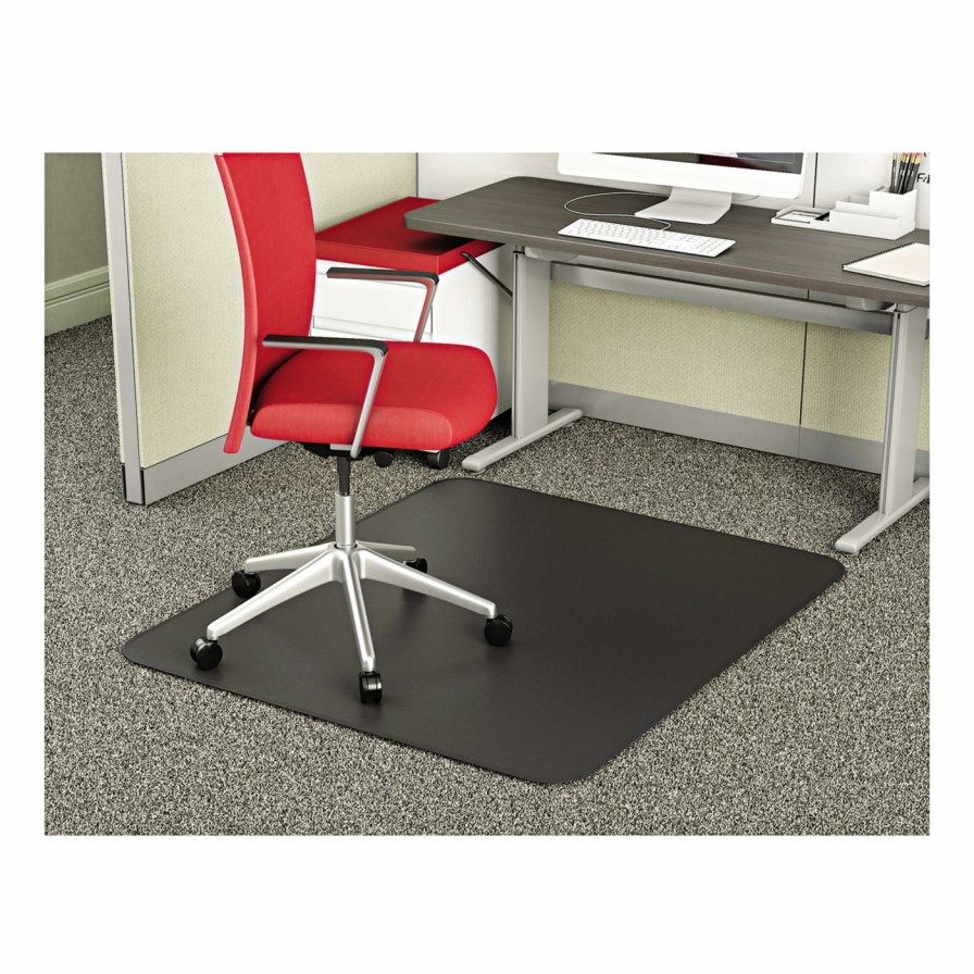 Computer Chair Mats * | Budget Computer Chair Mats Deflect-O 45 X 53 Supermat Black Chair Mat For Medium Pile Carpet