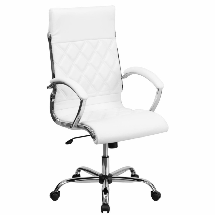 Task Chairs * | Flash Sale Task Chairs Flash Furniture High Back Designer Leather Executive Swivel Office Chair With Chrome Base