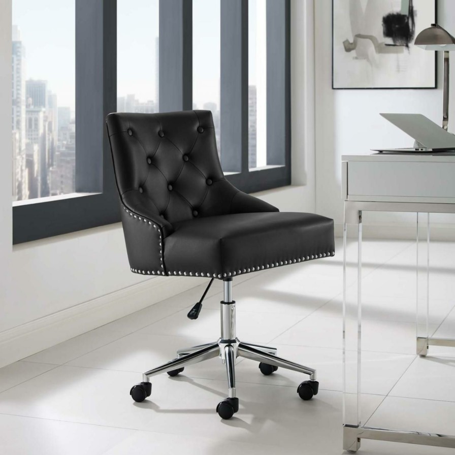 Task Chairs * | Cheap Task Chairs Modway Regent Tufted Swivel Faux Leather Office Chair