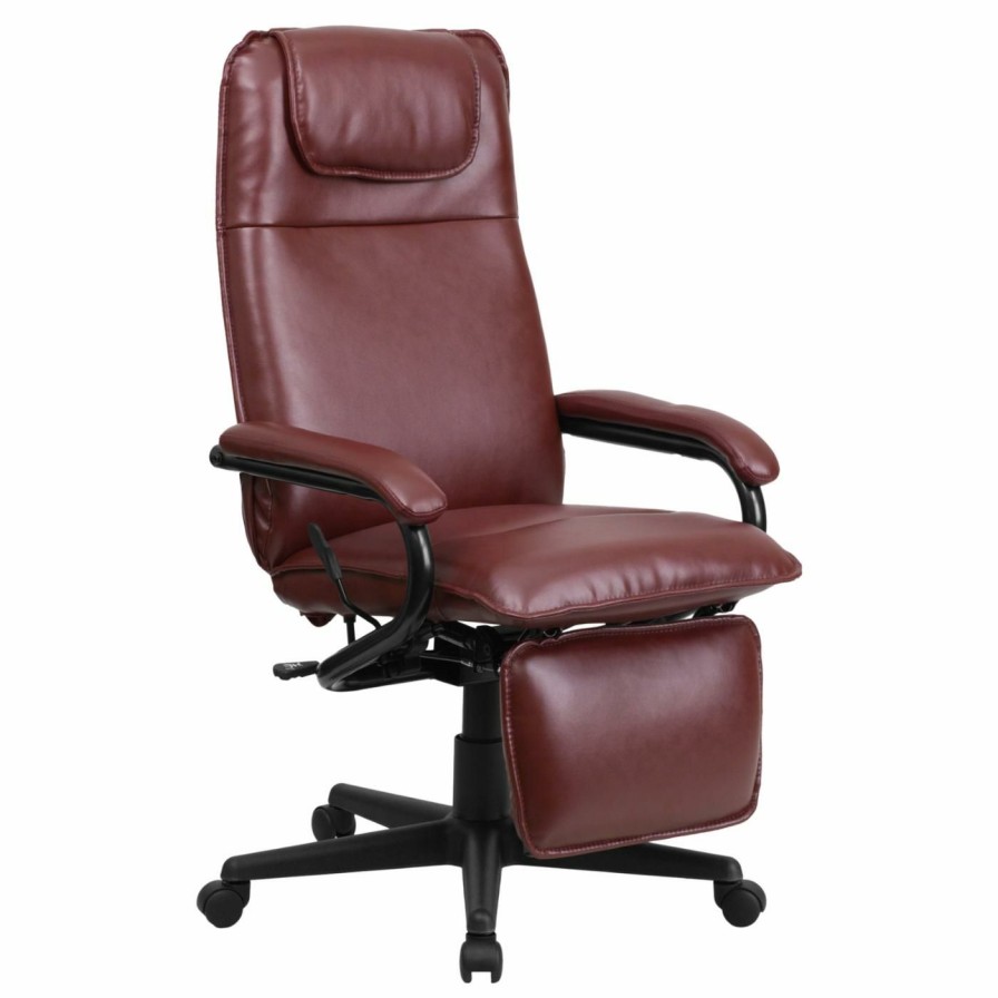 Office Chairs * | Best Reviews Of Executive Chairs Flash Furniture High Back Leather Executive Reclining Swivel Office Chair Red