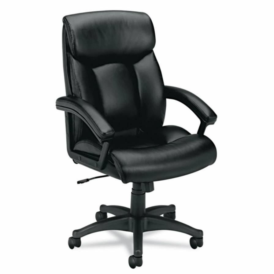 Office Chairs * | Buy Executive Chairs Basyx By Hon Vl151 Executive High-Back Chair Black Leather