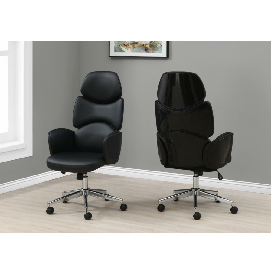 Office Chairs * | Best Pirce Executive Chairs Monarch Specialties Adjustable Height Executive Faux Leather Office Chair,