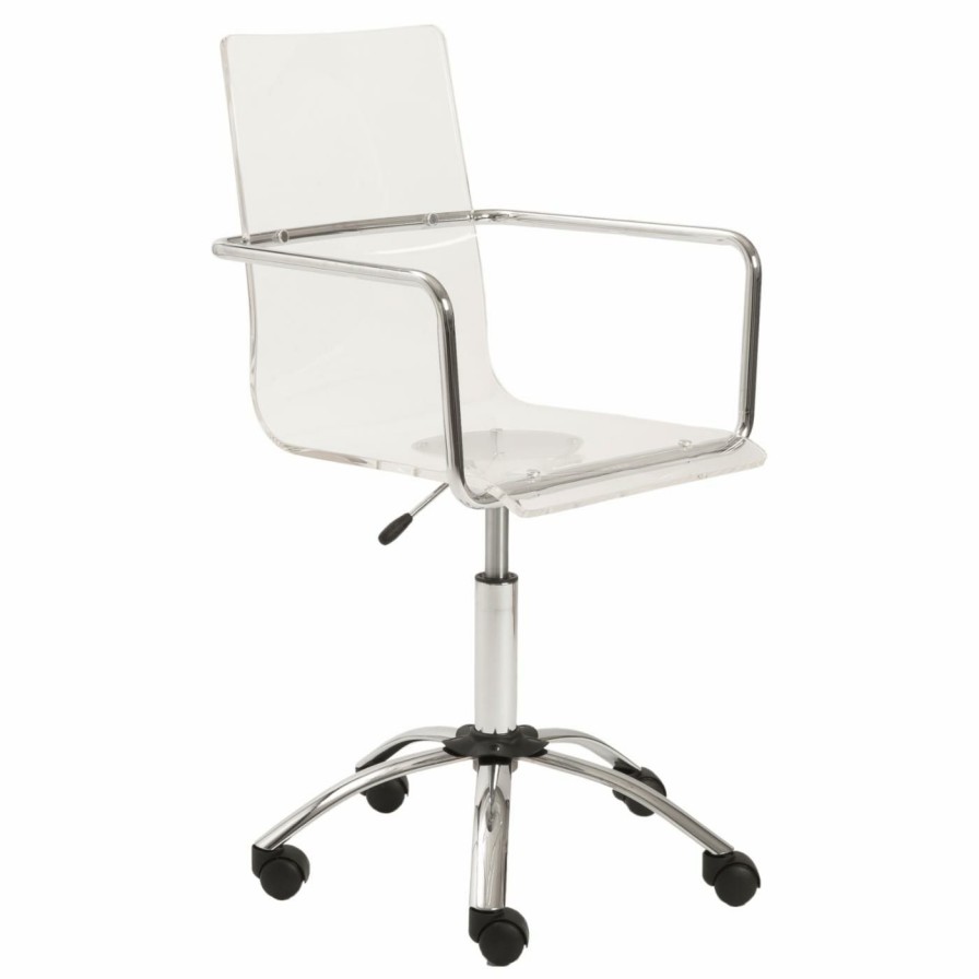 Task Chairs * | Discount Task Chairs Euro Style Chloe Office Chair Clear / Chrome