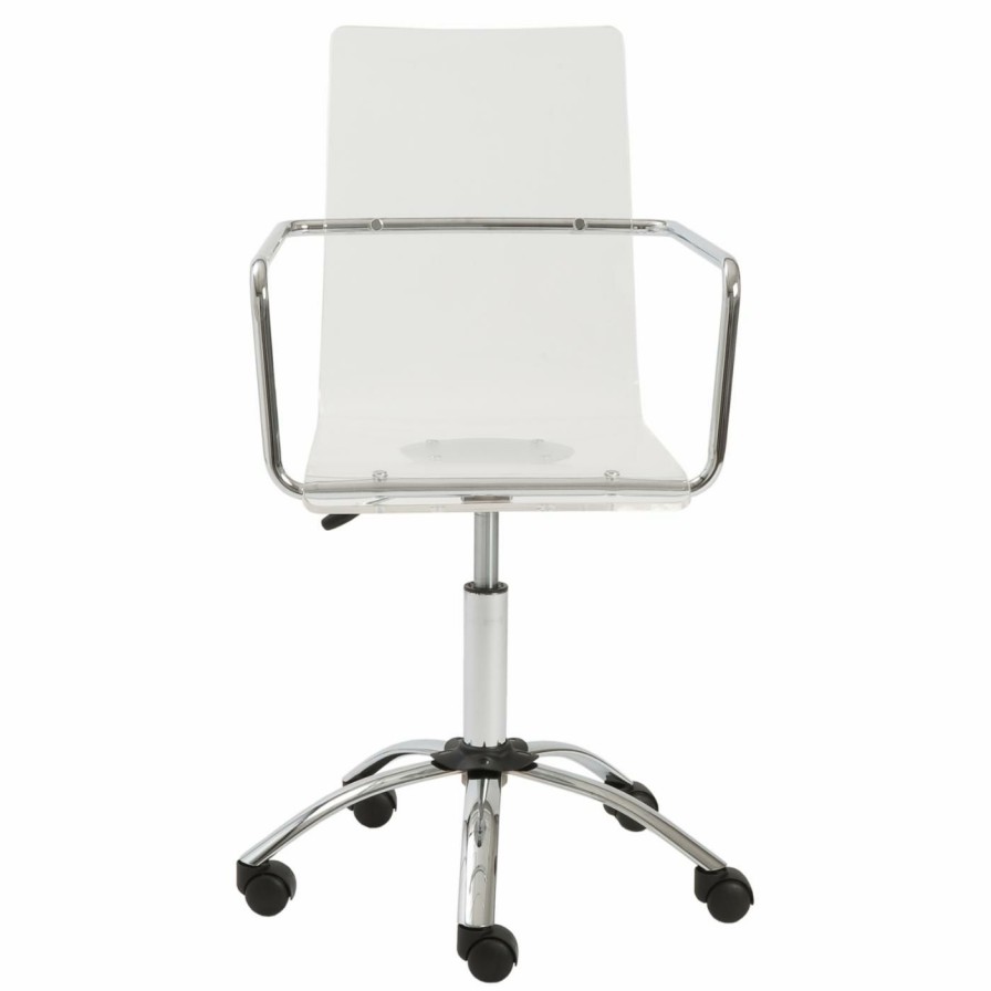 Task Chairs * | Discount Task Chairs Euro Style Chloe Office Chair Clear / Chrome